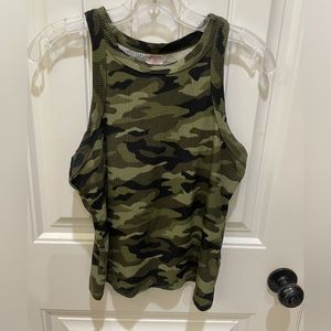 2 Racerback Tanks, Black and Camo size Medium